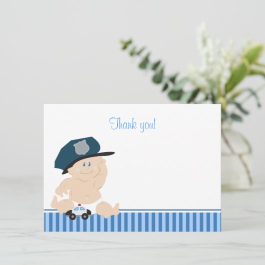 Police Officier Baby Cop Flat Merci Note (Debout devant)
