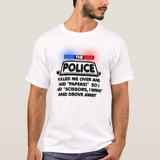Police Papier Ciseaux T-shirt Drôle (Devant)