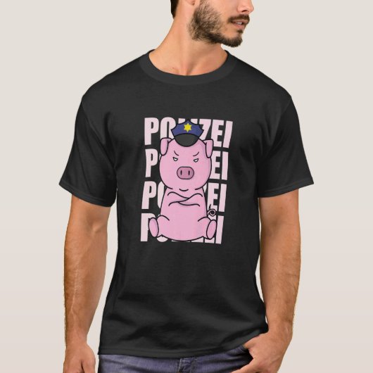 Police Pig with Police Cap T-shirt (Voorkant)