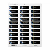 Police Retirement Party Thin Blue Line Address Etiket (Full Sheet)