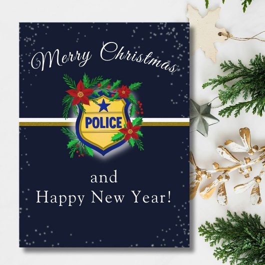 Police Shield Merry Christmas & Happy New Year Briefkaart