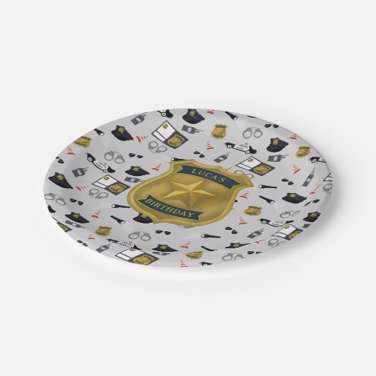 Police Themed Policeman Cop Birthday Papieren Bordje (Gekanteld)