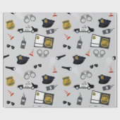 Police Themed Policeman Cop Pattern Cadeaupapier (Vlak)