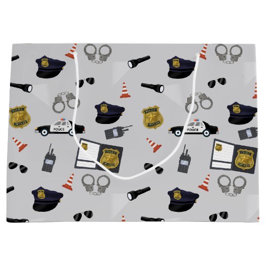 Police Themed Policeman Cop Pattern Groot Cadeauzakje (Voorkant)