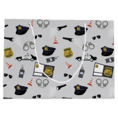 Police Themed Policeman Cop Pattern Groot Cadeauzakje (Achterkant)