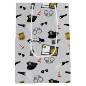 Police Themed Policeman Cop Pattern Medium Cadeauzakje (Achterkant)
