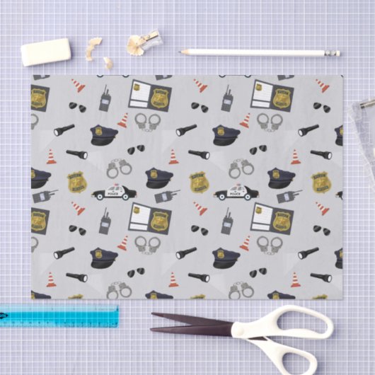 Police Themed Policeman Cop Pattern Tissuepapier (Craft)