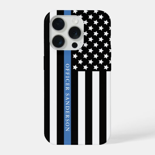 Police Thin Blue Line American Flag Officer Name (Verso)