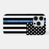 Police Thin Blue Line American Flag Officer Name iPhone Hoesje (Achterkant horizontaal)