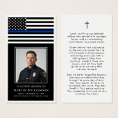 Police Thin Blue Line Flag Funeral Prayer Card (Devant & derrière)