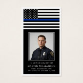 Police Thin Blue Line Flag Photo Prayer Card (Devant)