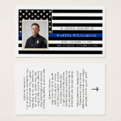 Police Thin Blue Line Flag Sympathy Prayer Card (Devant & derrière)
