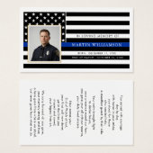 Police Thin Blue Line Photo Sympathy Prayer Card (Devant & derrière)