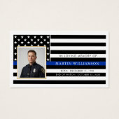 Police Thin Blue Line Photo Sympathy Prayer Card (Devant)