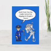 Policeman en Jack Frost Funny-kerstkaart Kaart (Voorkant)