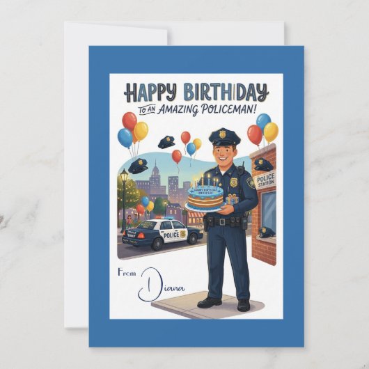 Policeman's Birthday Kaart (Voorkant)