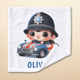 Policier britannique enfant conduisant de manière