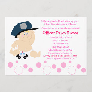 POLICIER COop GIRL Baby shower Invitation 5x7