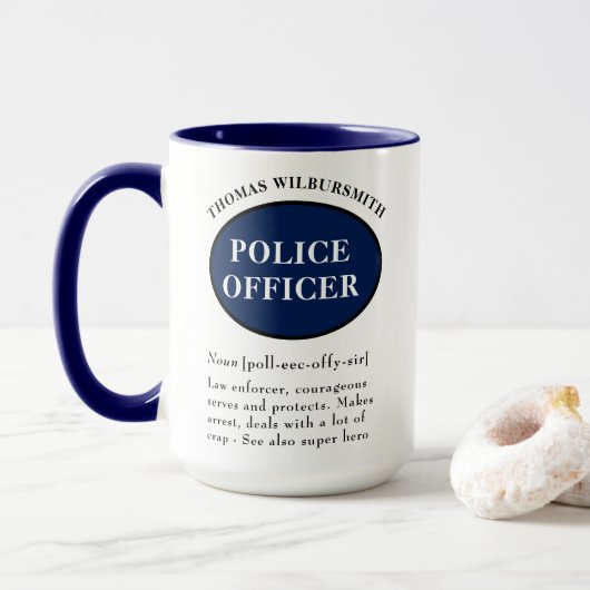 Policier personnalisé Définition Mug (Avec donut)