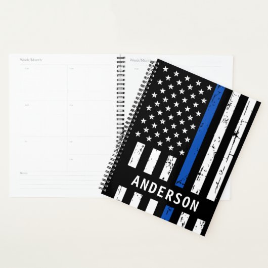 Policier personnalisé Ligne Bleue Mince (Devant avec enveloppe)