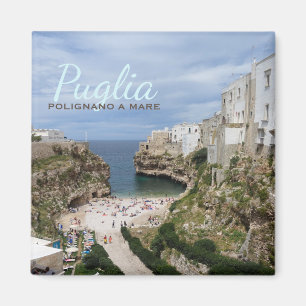 Polignano a Mare City strand in Puglia text magnet Magneet