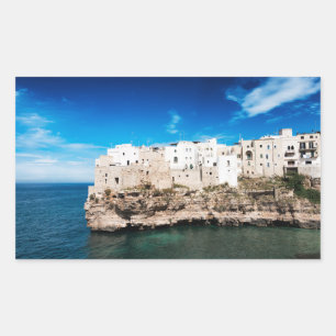 Polignano a Mare-huizen op een klif in Puglia Rechthoekige Sticker