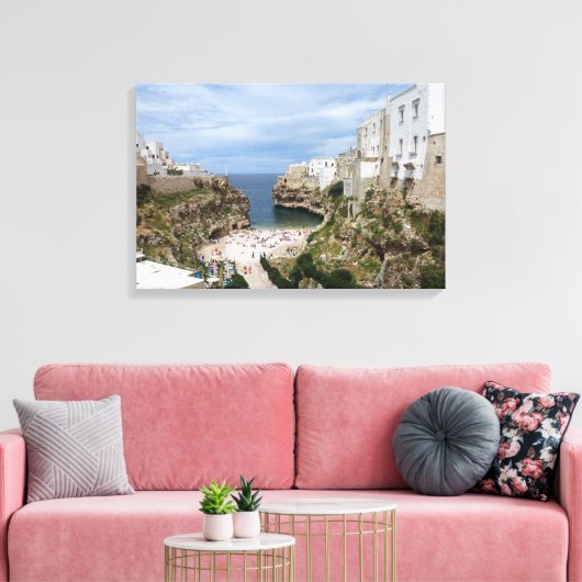 Polignano a Mare stadsstrand in Puglia canvas prin (Insitu (Woonkamer))