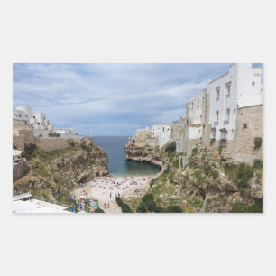 Polignano a Mare stadsstrand rechthoekige sticker