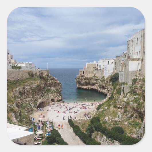 Polignano a Mare stedelijk strand in Puglia sticke Vierkante Sticker (Voorkant)