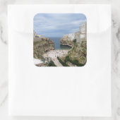 Polignano a Mare stedelijk strand in Puglia sticke Vierkante Sticker (Tas)