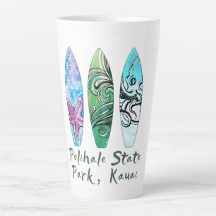 Polihale Kauai Watercolor Surfboards Latte Mok