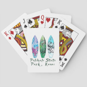 Polihale Kauai Watercolor Surfboards Pokerkaarten