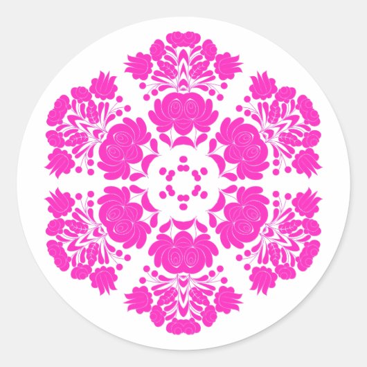 Polish design flowers ronde sticker (Voorkant)