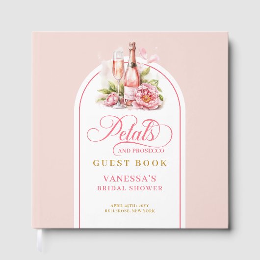 Polished blush and gold petals prosecco Bridal Gastenboek (Voorkant)