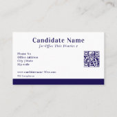 Political Blue Election Campaign Candidate Custom Visitekaartje (Achterkant)