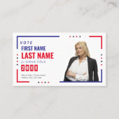 Political Candidate Election Campaign Personalized Visitekaartje (Voorkant)