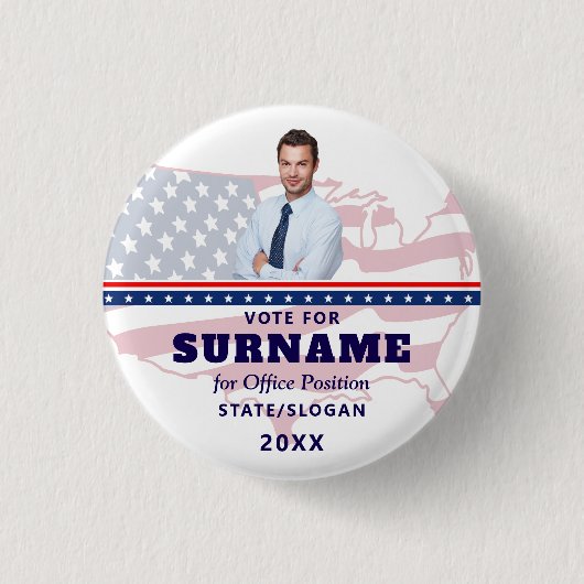 Political Election Blue Campaign Custom Candidate Ronde Button 3,2 Cm (Voorkant)