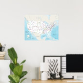 Political map of the United States with capitals Poster (Thuiskantoor)