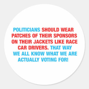 Politici moeten sponsor patches Draag Ronde Sticker