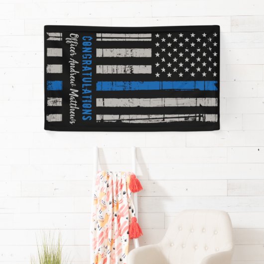 Politie Afstuderen Handhaving in blauwe lijn Spandoek (Insitu)