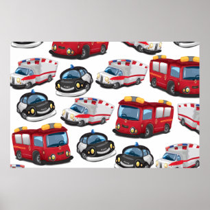 Politie-, ambulance- en brandweertransport poster