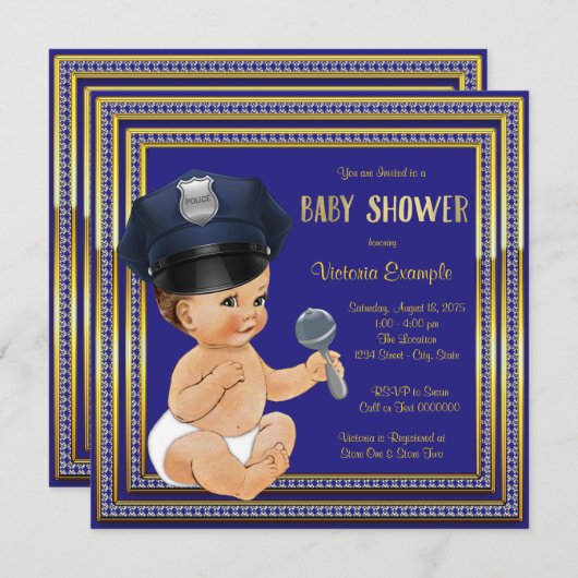 Politie Baby Douche Uitnodigingen (Voorkant / Achterkant)