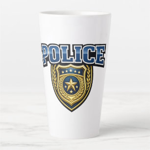 Politie Badge Vetgedrukte Tekst Ontwerp Latte Mok