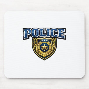 Politie Badge Vetgedrukte Tekst Ontwerp Muismat