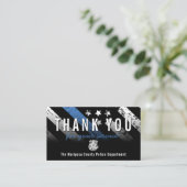 Politie blauwe lijn Amerikaanse vlag Dank je Visitekaartje (Staand voorkant)