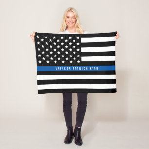 Politie Dunne Blauwe Lijn Amerikaanse Vlag Monogra Fleece Deken