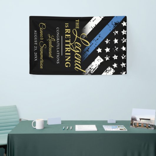 Politie Dunne Blauwe Lijn Pensioenpartij Welkom Spandoek (Beurs)