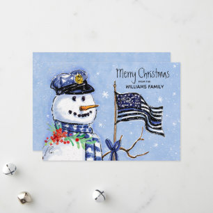 Politie Dunne Blauwe Lijn Vlag Vrolijk Kerstmis Sn Feestdagenkaart