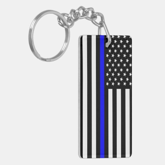 politie dunne blauwe lijn vlag vs verenigde staten sleutelhanger (Voorkant Links)