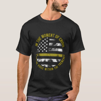 Politie en brandweer dunne gouden lijn t-shirt